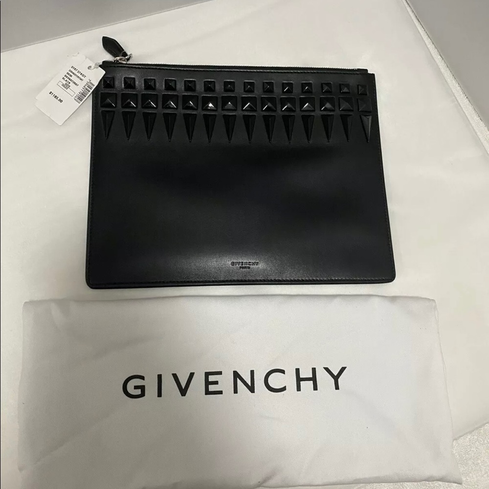Givenchy Black Leather Studded Pouch -NWT